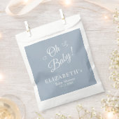 "Oh Baby" Dusty Blue Modern Minimalistisch Baby sh Bedankzakje (Geknipt)