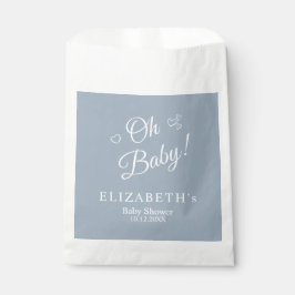 "Oh Baby" Dusty Blue Modern Minimalistisch Baby sh Bedankzakje