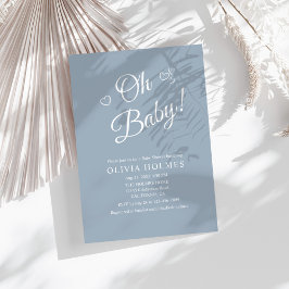 "Oh Baby" Dusty Blue Modern Minimalistisch Baby sh Kaart