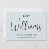 Oh Baby Dusty Blue Modern Zwangerschap Aankondiging (Achterkant)