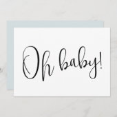 Oh Baby Dusty Blue Modern Zwangerschap Aankondiging (Voorkant / Achterkant)