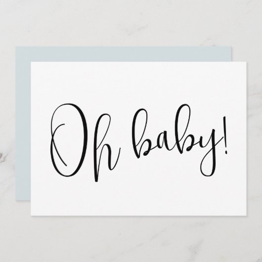 Oh Baby Dusty Blue Modern Zwangerschap Aankondiging (Voorkant / Achterkant)