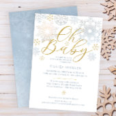 Oh Baby Dusty Blue Snowflake Shower Uitnodigen Kaart