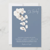 Oh Baby Dusty Blue White Orchids Baby shower Kaart (Voorkant)