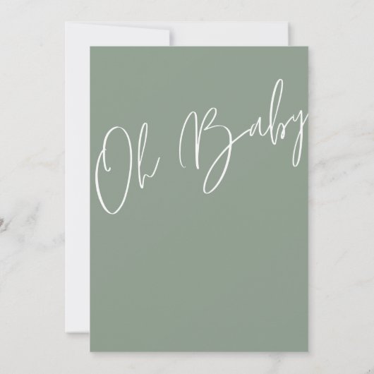 Oh Baby Dusty Green Simple Shower Invitation Kaart (Achterkant)