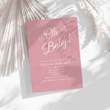 "Oh Baby" Dusty Pink Modern Minimalistisch Baby sh