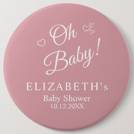 "Oh Baby" Dusty Pink Modern Minimalistisch Baby sh Ronde Button 6,0 Cm