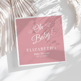 "Oh Baby" Dusty Pink Modern Minimalistisch Baby sh Servet