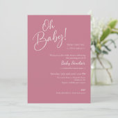 Oh Baby Dusty Rose Baby Shower Uitnodiging Script (Staand voorkant)