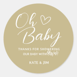Oh Baby Earth Tone Baby shower Bedankt Ronde Sticker