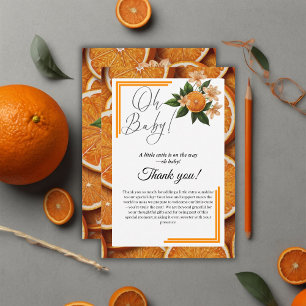 Oh Baby een beetje schattig Oranje citrus Baby sho Bedankkaart