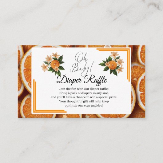 Oh Baby een beetje schattig Oranje citrus Baby sho Informatiekaartje (Voorkant)