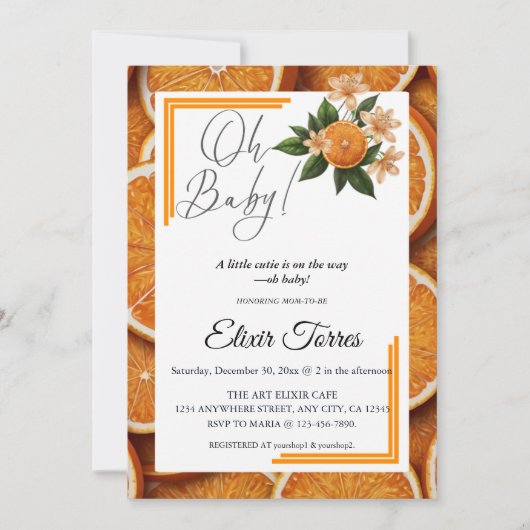 Oh Baby een beetje schattig Oranje citrus Baby sho Kaart (Voorkant)