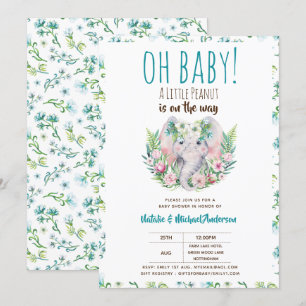 Oh Baby Een kleine pinda Boho Elephant Baby shower Kaart