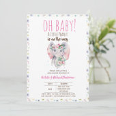 Oh Baby Een kleine pinda Boho Elephant Boho Flower Kaart (Staand voorkant)