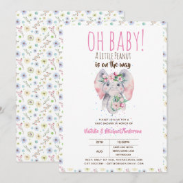 Oh Baby Een kleine pinda Boho Elephant Boho Flower Kaart
