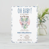 Oh Baby Een kleine pinda Elephant Boho Floral Chic Kaart (Staand voorkant)
