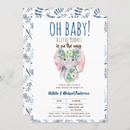 Oh Baby Een kleine pinda Elephant Boho Floral Chic Kaart