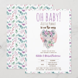 Oh Baby Een kleine pinda Elephant Boho Floral Chic Kaart
