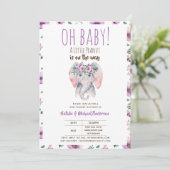 Oh Baby Een Kleine Pinda Olifant Baby Shower Boho Kaart (Staand voorkant)