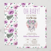 Oh Baby Een Kleine Pinda Olifant Baby Shower Boho Kaart (Voorkant / Achterkant)
