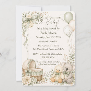 Oh Baby Eend en Koala Neutrale Groene Baby Shower Kaart
