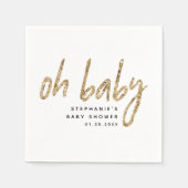 Oh Baby Eenvoudig Baby shower Gouden Glitter Servet (Voorkant)