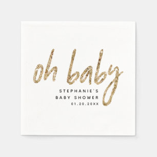 Oh Baby Eenvoudig Baby shower Gouden Glitter Servet