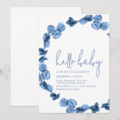 Oh Baby Eenvoudig Donkerblauw Baby shower Uitnodig Kaart (Voorkant / Achterkant)