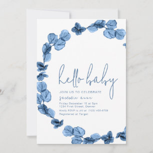 Oh Baby Eenvoudig Donkerblauw Baby shower Uitnodig Kaart