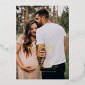 Oh Baby | Eenvoudig foto-Baby shower Folie Uitnodiging (Voorkant)