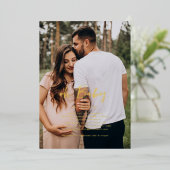 Oh Baby | Eenvoudig foto-Baby shower Folie Uitnodiging (Staand Voorkant)