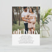 Oh Baby | Eenvoudig foto-Baby shower Kaart (Staand voorkant)