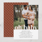 Oh Baby | Eenvoudig foto-Baby shower Kaart (Voorkant / Achterkant)