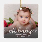 Oh Baby Eerste Kerstmis Dubbelzijdige foto Keramisch Ornament (Achterkant)