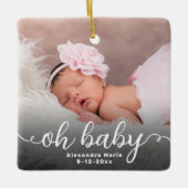 Oh Baby Eerste Kerstmis Dubbelzijdige foto Keramisch Ornament (Voorkant)