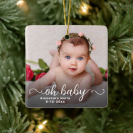 Oh Baby Eerste Kerstmis Dubbelzijdige foto Keramisch Ornament