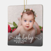Oh Baby Eerste Kerstmis Dubbelzijdige foto Keramisch Ornament (Links)