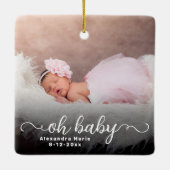 Oh Baby Eerste Kerstmis Dubbelzijdige foto Keramisch Ornament (Achterkant)