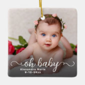 Oh Baby Eerste Kerstmis Dubbelzijdige foto Keramisch Ornament (Voorkant)