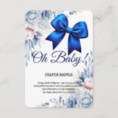Oh Baby! Elegant Bloemen Blauw Boog Baby shower Informatiekaartje (Voorkant)