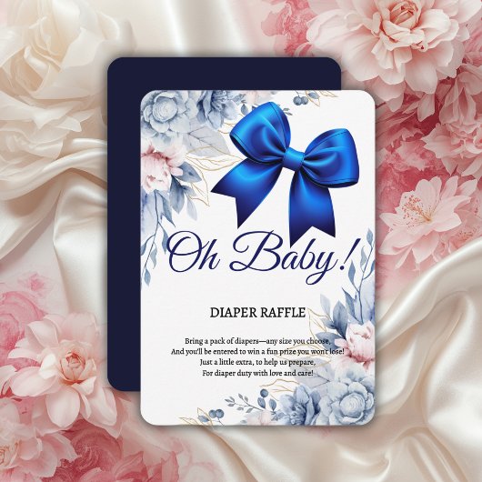 Oh Baby! Elegant Bloemen Blauw Boog Baby shower Informatiekaartje