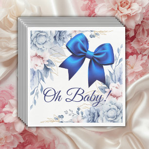 Oh Baby! Elegant Bloemen Blauw Boog Baby shower Servet