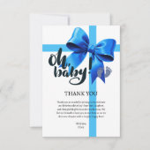 Oh Baby! Elegant Blue Bow Baby shower Bedankkaart (Voorkant)
