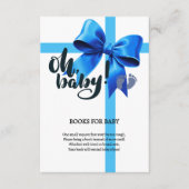 Oh Baby! Elegant Blue Bow Baby shower Informatiekaartje (Voorkant)