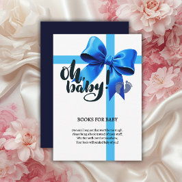 Oh Baby! Elegant Blue Bow Baby shower Informatiekaartje