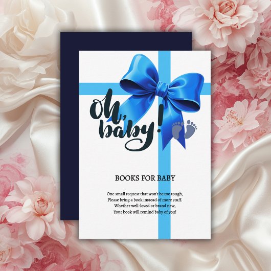 Oh Baby! Elegant Blue Bow Baby shower Informatiekaartje