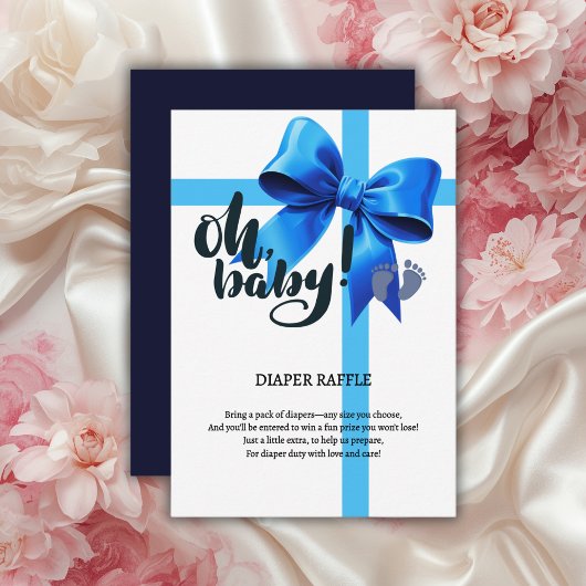 Oh Baby! Elegant Blue Bow Baby shower Informatiekaartje