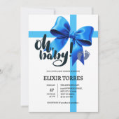 Oh Baby! Elegant Blue Bow Baby shower Kaart (Voorkant)