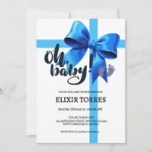 Oh Baby! Elegant Blue Bow Baby shower Kaart (Voorkant)